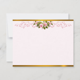 Romantic Pink Swirling Vines Floral "Thank You" Card