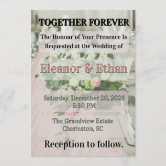 Romantic Pink Tulle & Floral Garland Elegant Table Invitation