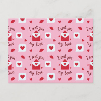 Romantic Pink Valentine Love Notes & Hearts  Postcard