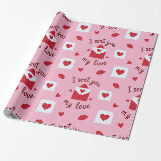 Romantic Pink Valentine Love Notes & Hearts Wrapping Paper