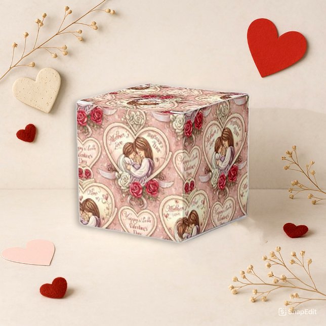 Romantic Pink Vintage Cherub Heart Pattern Favour Box (Creator Uploaded)