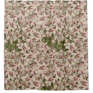 Romantic pink vintage lily Watercolor stylish  Shower Curtain