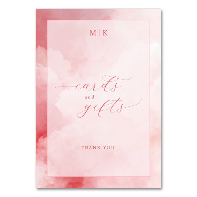 Romantic Pink Watercolor Cards and Gifts Sign (Front)