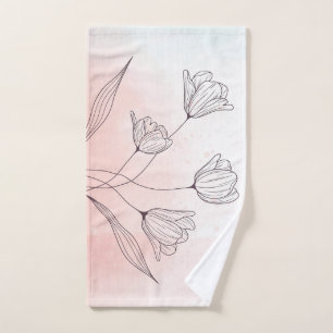 Romantic Pink Watercolor Floral  Bath Towel Set