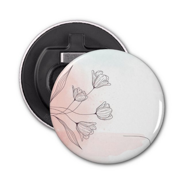 Romantic Pink Watercolor Floral  Bottle Opener (Front)