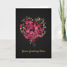 Romantic Pink Watercolor Floral Heart Blank Card
