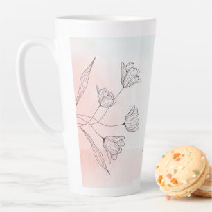 Romantic Pink Watercolor Floral Latte Mug