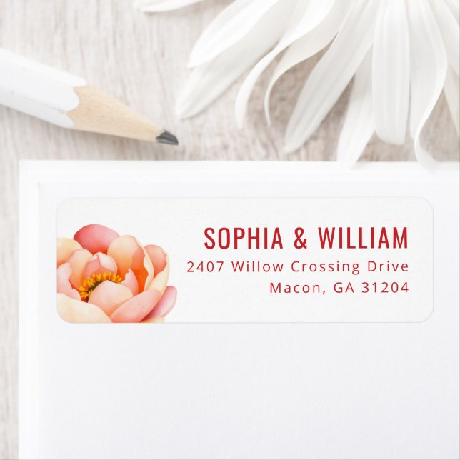 Romantic Pink Watercolor Floral Return Address Label (Insitu)