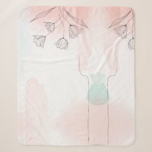 Romantic Pink Watercolor Floral Sherpa Blanket