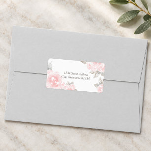 Romantic Pink Watercolor Rose Wedding Address Label