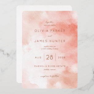 Romantic Pink Watercolor Wedding Invitation