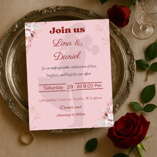 Romantic Pink Wedding Invitation. Invitation