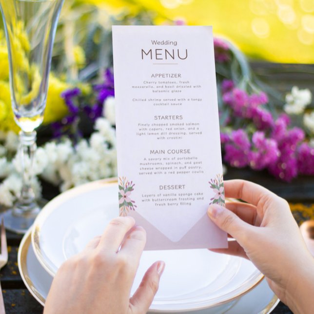 Romantic Pink Wedding Menu Floral Details (Creator Uploaded)