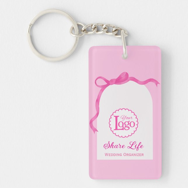 Romantic Pink Wedding Organizer Business Promotion Key Ring (Front)