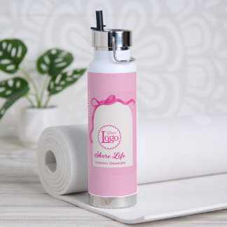 Romantic Pink Wedding Planner Business Promotion Water Bottle