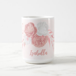 romantic pink & white flowers coffee mug