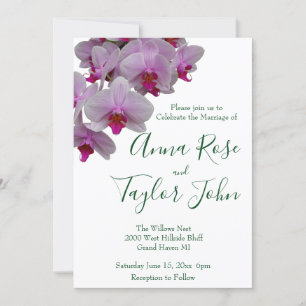 Romantic pink white orchid photo, orchids invitation