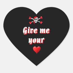 Romantic Pirate and Vaentines love hearts Heart Sticker