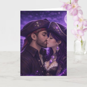 Romantic Pirate Couple Kiss Greeting Card