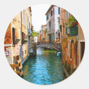 Romantic places in Venice with channels and beauti Classic Round Sticker