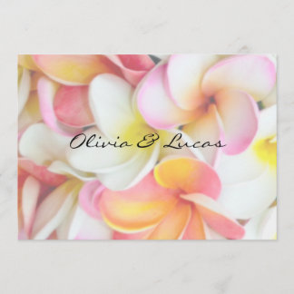 Romantic Plumeria Pink and Yellow Invitation