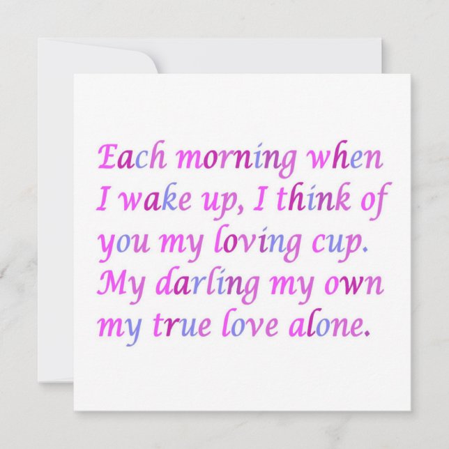 Romantic poem for your true love mixed colours   p card (Front)