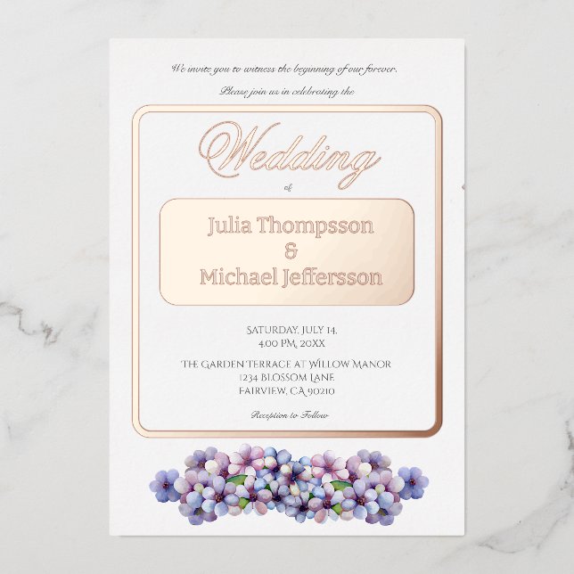 Romantic Poetic Lilac Watercolor Floral Wedding (Front)