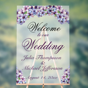 Romantic Poetic Lilac Watercolor Floral Wedding Acrylic Sign