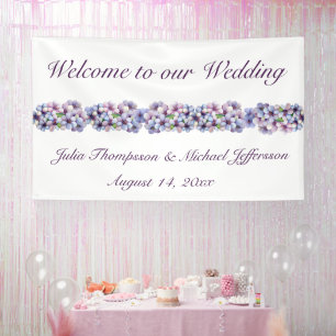 Romantic Poetic Lilac Watercolor Floral Wedding Banner