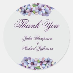 Romantic Poetic Lilac Watercolor Floral Wedding Classic Round Sticker
