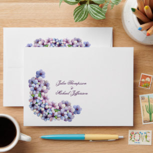 Romantic Poetic Lilac Watercolor Floral Wedding Envelope