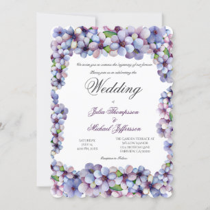 Romantic Poetic Lilac Watercolor Floral Wedding Invitation