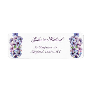 Romantic Poetic Lilac Watercolor Floral Wedding Return Address Label