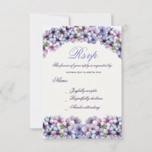 Romantic Poetic Lilac Watercolor Floral Wedding RSVP Card