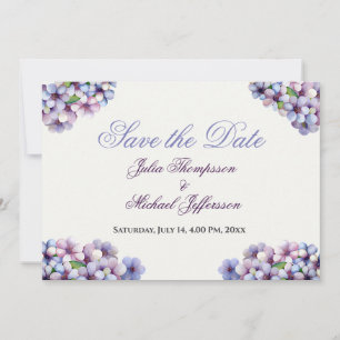 Romantic Poetic Lilac Watercolor Floral Wedding Save The Date