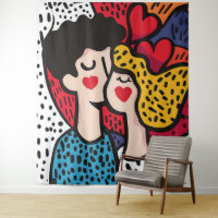 Romantic Pop Art Illustration of a Loving Couple