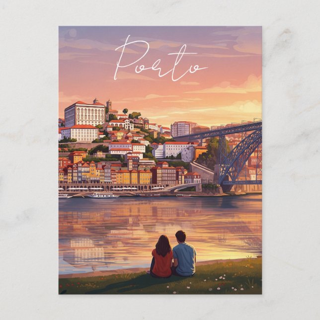 Romantic Porto Portugal Travel Postcard (Front)