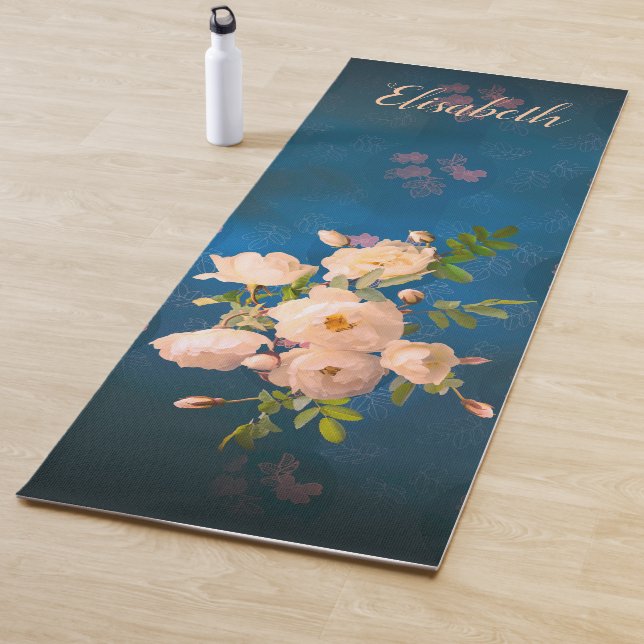 Romantic Powder Red Roses  Personalised Yoga Mat (In Situ)