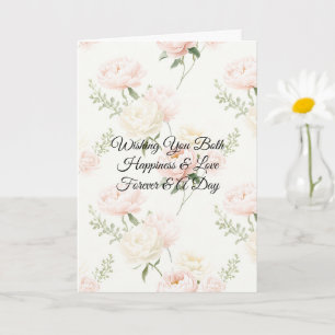 Romantic Pretty Blush Cream Floral Wedding Card