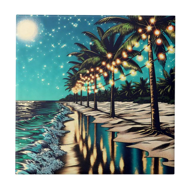 Romantic Pretty Coastal Art  Ceramic Tile (Front)