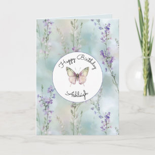 Romantic Pretty Lavender Flowers Birthday Card