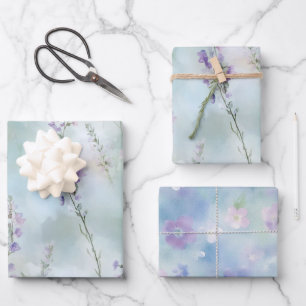 Romantic Pretty Lavender Flowers Bridal Shower Wrapping Paper Sheet