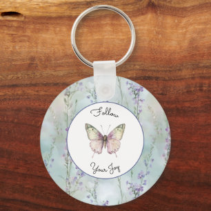 Romantic Pretty Lavender Flowers Key Ring