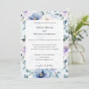 Romantic Pretty Lavender Flowers Wedding Invitation