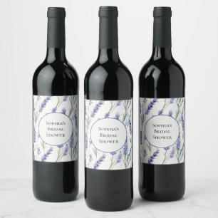 Romantic Pretty Lavender Purple Flowers Wine Label