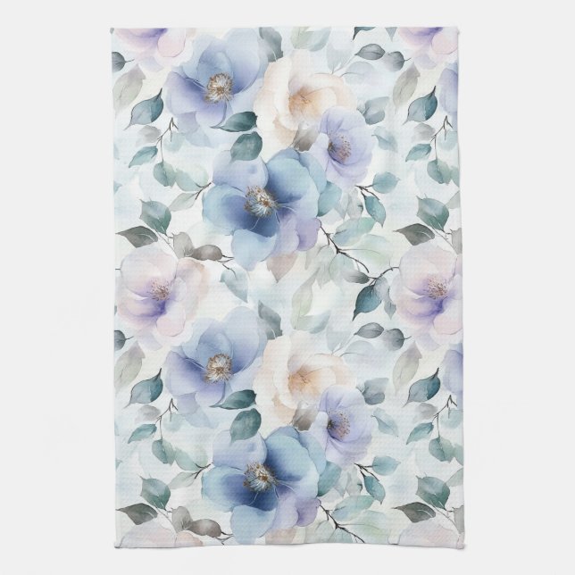Romantic Pretty Lavender Purple White Flowers   Tea Towel (Vertical)