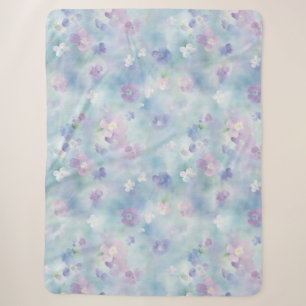 Romantic Pretty Lavender White Flowers Sherpa Blanket