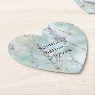 Romantic Pretty Purple Flowers Bridal Shower Paper Coaster