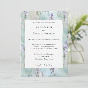 Romantic Pretty Purple Flowers Wedding Invitation