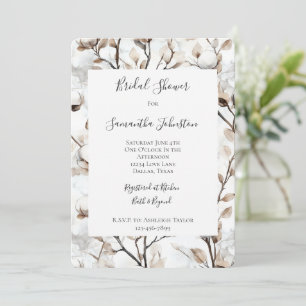 Romantic Pretty White Flowering Tree Bridal Shower Invitation